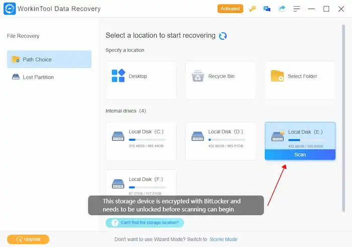 scan bitlocker encrypted drive