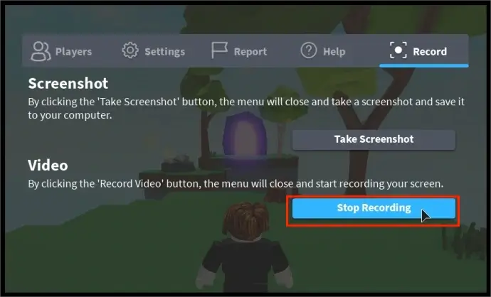 stop recording in roblox