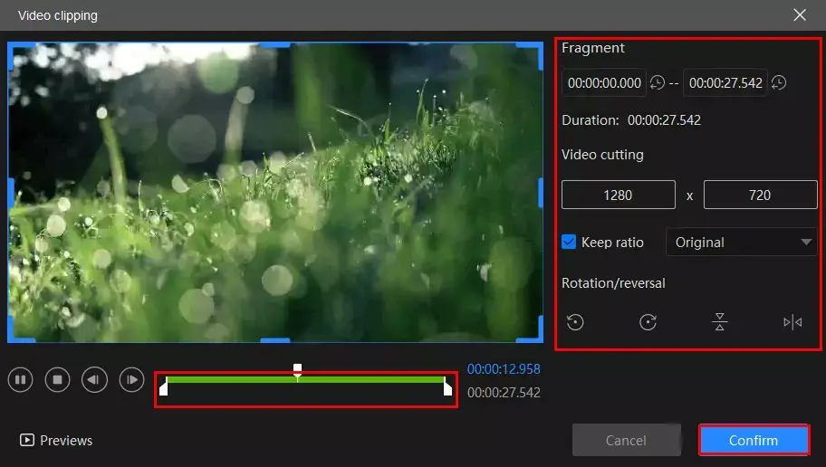 video cutting feature in workintool vidclipper