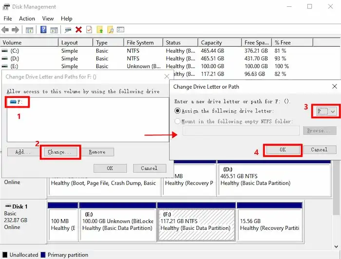 change drive letter to fix usb drive not formatted error