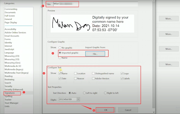 change the outlook of digital signature in adobe