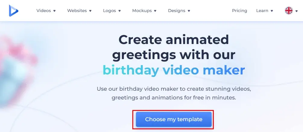 click choose my template in renderforest