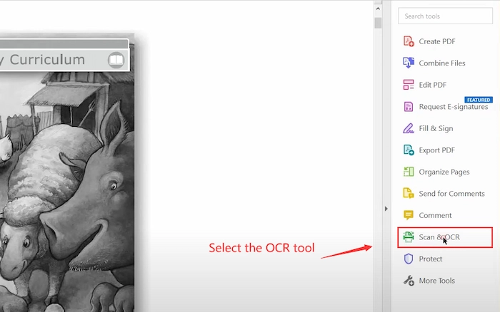 click scan and ocr tool in adobe