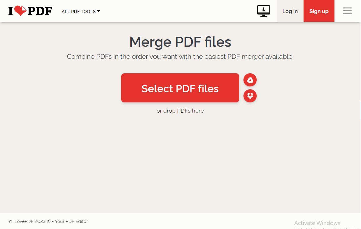 combine pdf files windows 10 in ilovepdf