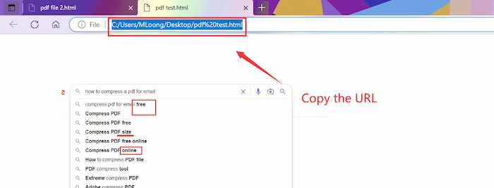 copy the url in the browser