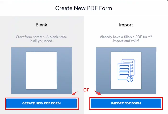 create new pdf form in jotform