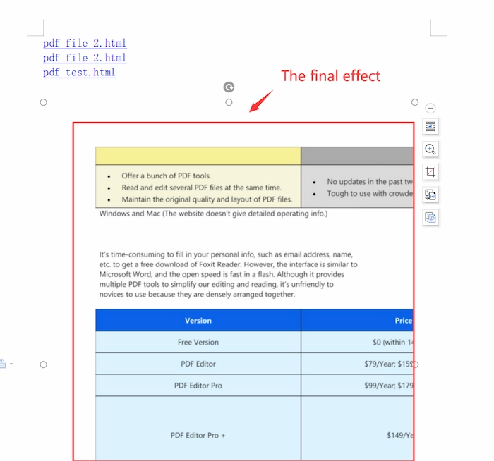 final effect of inserted image