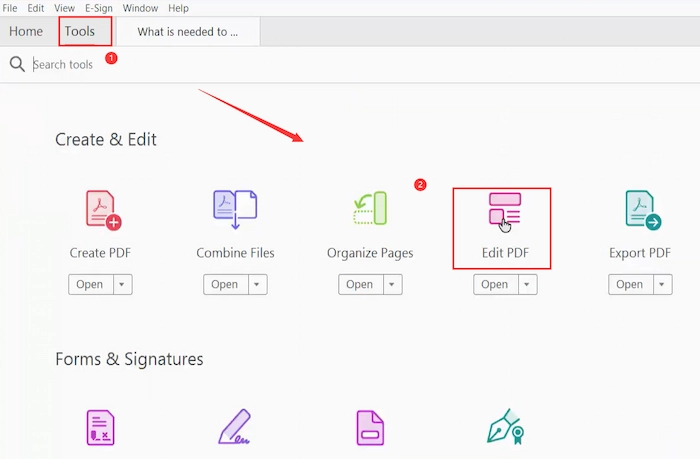 find edit pdf button in adobe