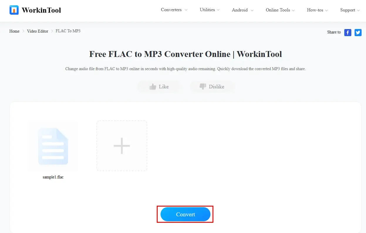 how to convert flac to mp3 online with workintool online flac to mp3 converter 1