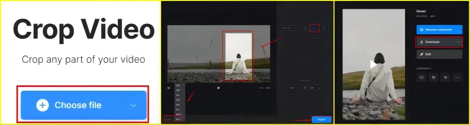 how to convert landscape to portrait by cropping video in clideo
