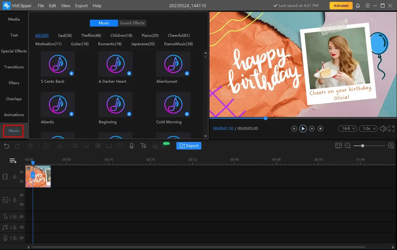 how to make a happy birthday video on windows with workintool vidclipper 2