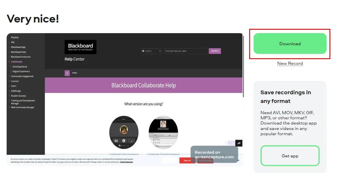 how to record on blackboard collaborate online via screen capture 2
