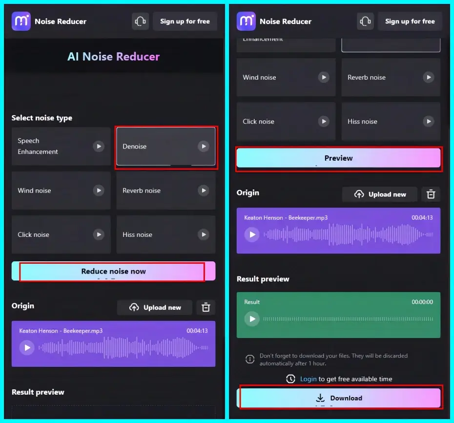 how to reduce background noise in audio online in media io 2