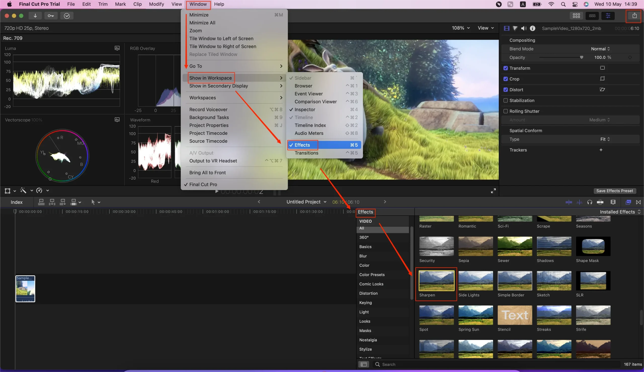how to sharpen a video on mac using final cut pro