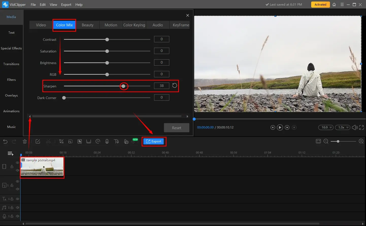 how to sharpen a video on windows using workintool vidclipper
