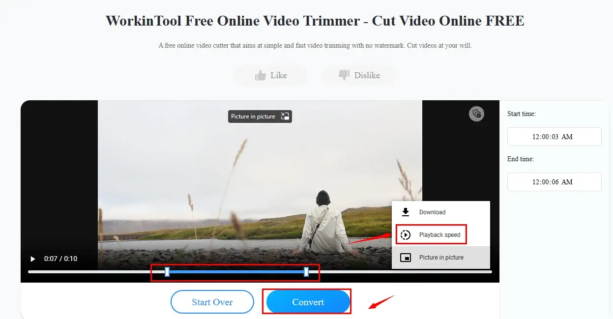 how to trim a video online with workintool free online video trimmer 2