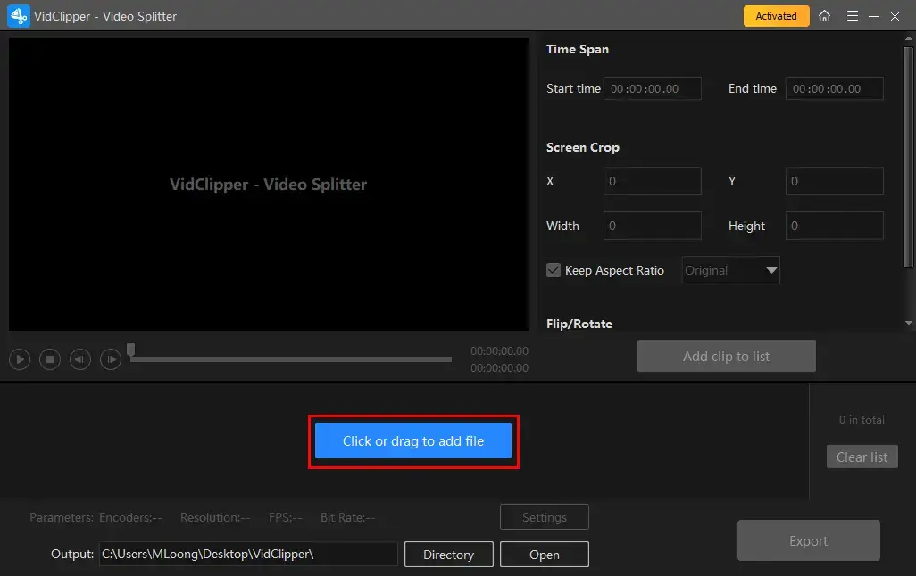 import a video to workintool vidclipper