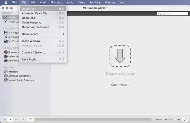 import a video into vlc mac