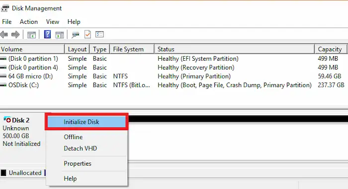 initialize disk