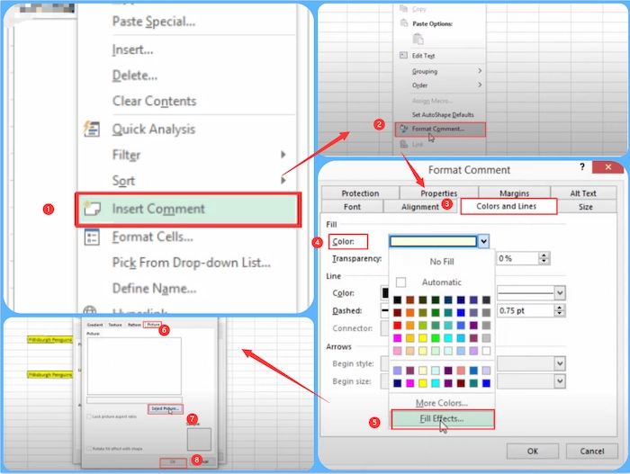 insert pdf into excel comment box