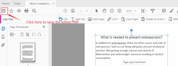keep the edited pdf in adobe