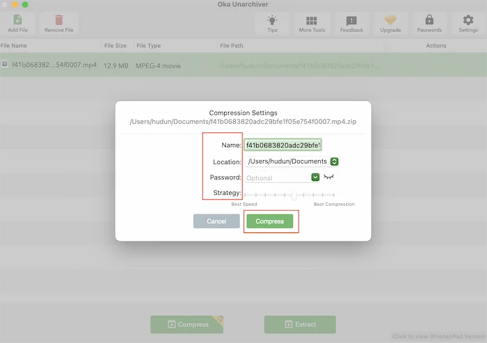 set information and enter password