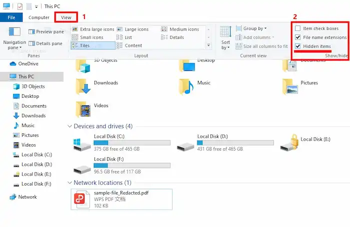 show hidden files