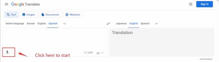 translate audio to english in google translate