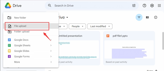 upload file to google drive