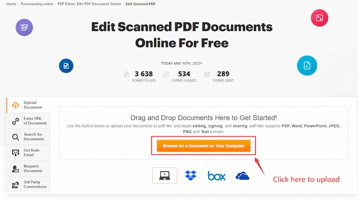 upload scanned pdf to pdffiller