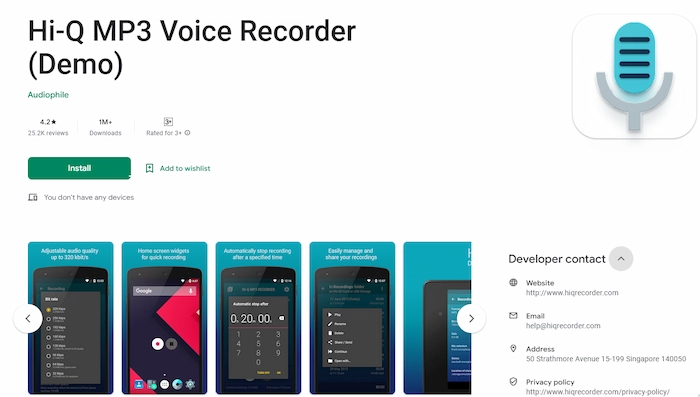 android audio recorder hi-q mp3 voice recorder