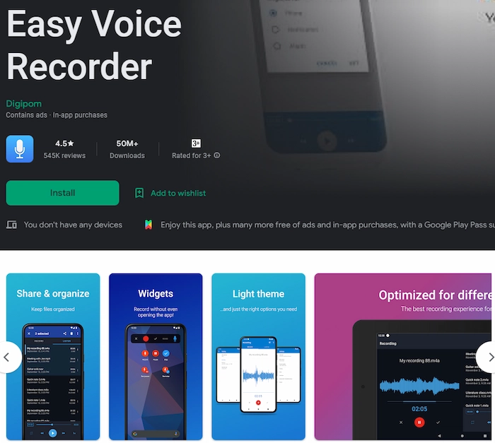 android audio recorder easy voice recoder