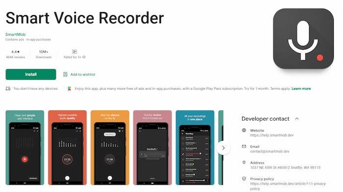 android audio recorder smart voice recorder