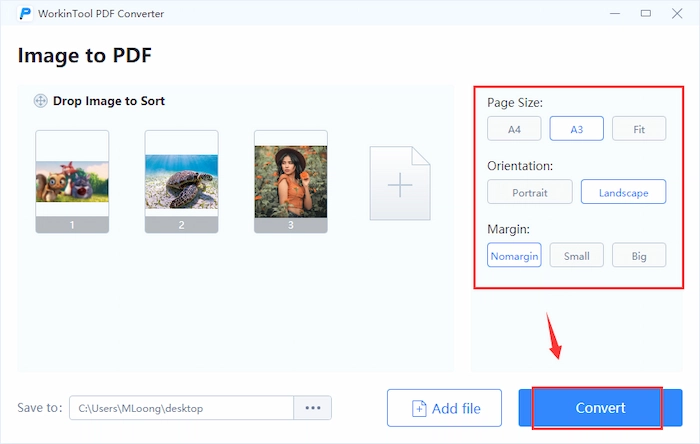 change screenshot to pdf in wrokintool