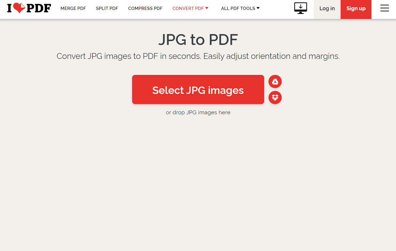 convert jpg to pdf on windows 10 in ilovepdf