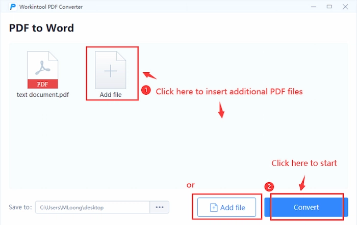 convert pdf to word to edit text in workintool