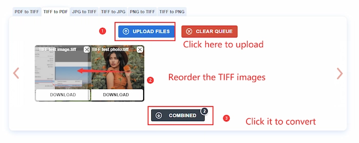convert tiff to pdf in tiff2pdf online