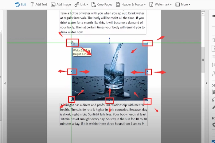 enlarge or shrink pdf image in adobe