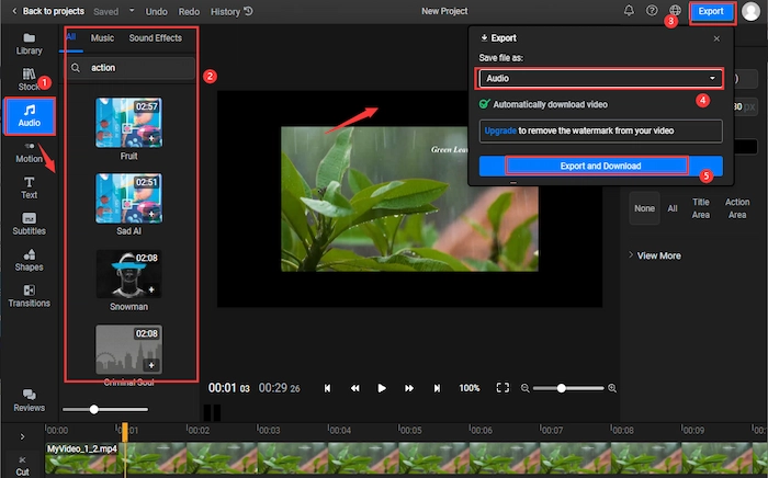 extract audio from mp4 online with flixier