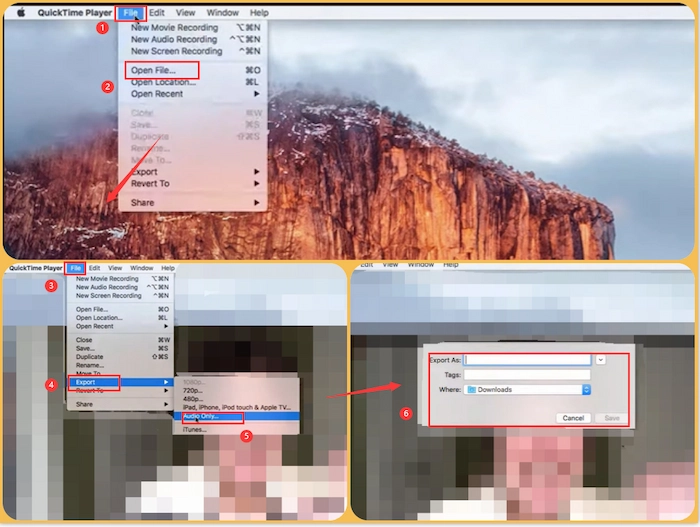 get audio from mp4 with quicktime