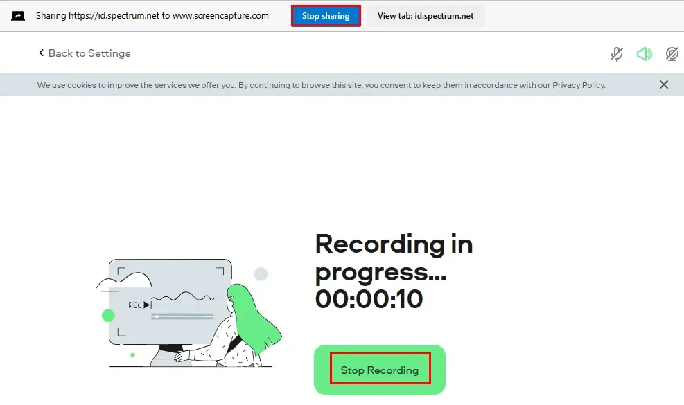 hit stop recording in screen capture