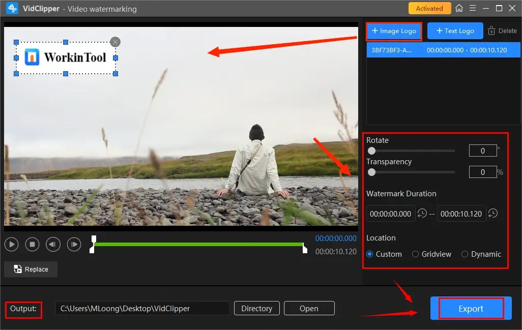how to add a logo to a video in workintool vidclipper image logo