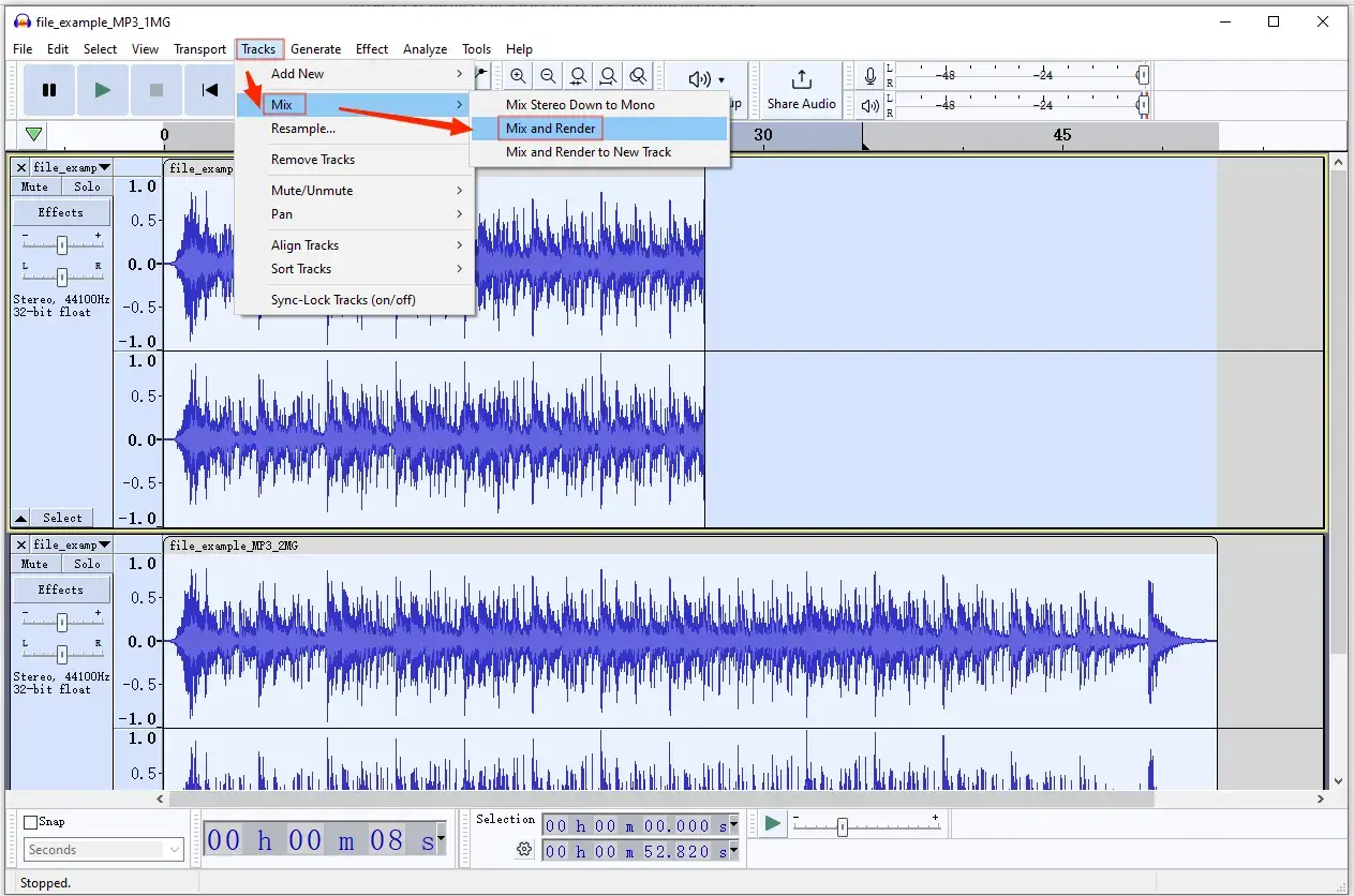 how to combine voice memos on mac in audacity 1