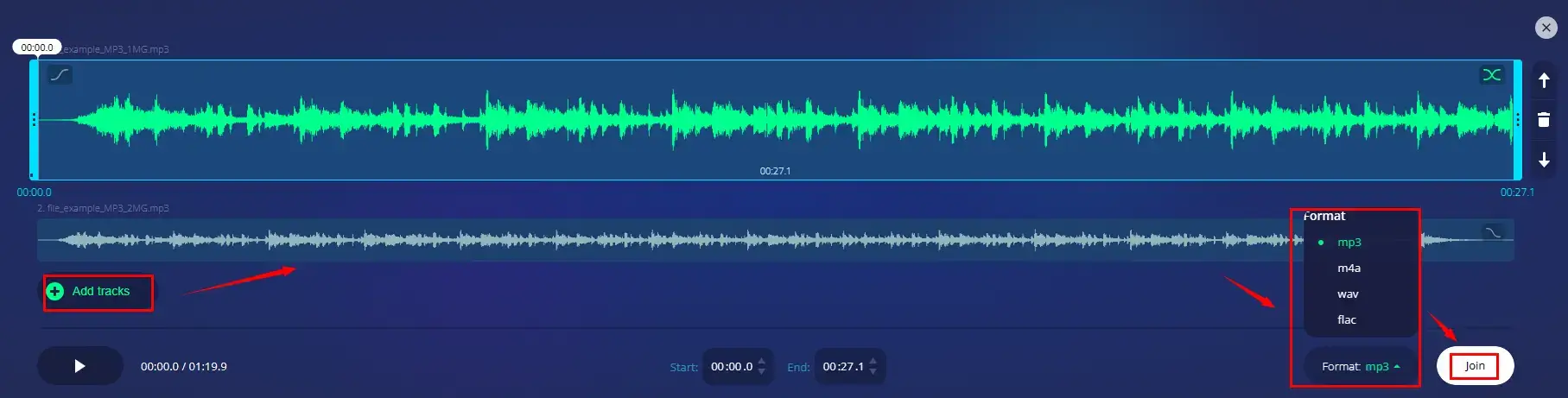how to combine voice memos online via 123 apps audio joiner