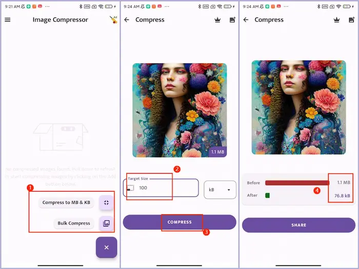 how to compress images on android
