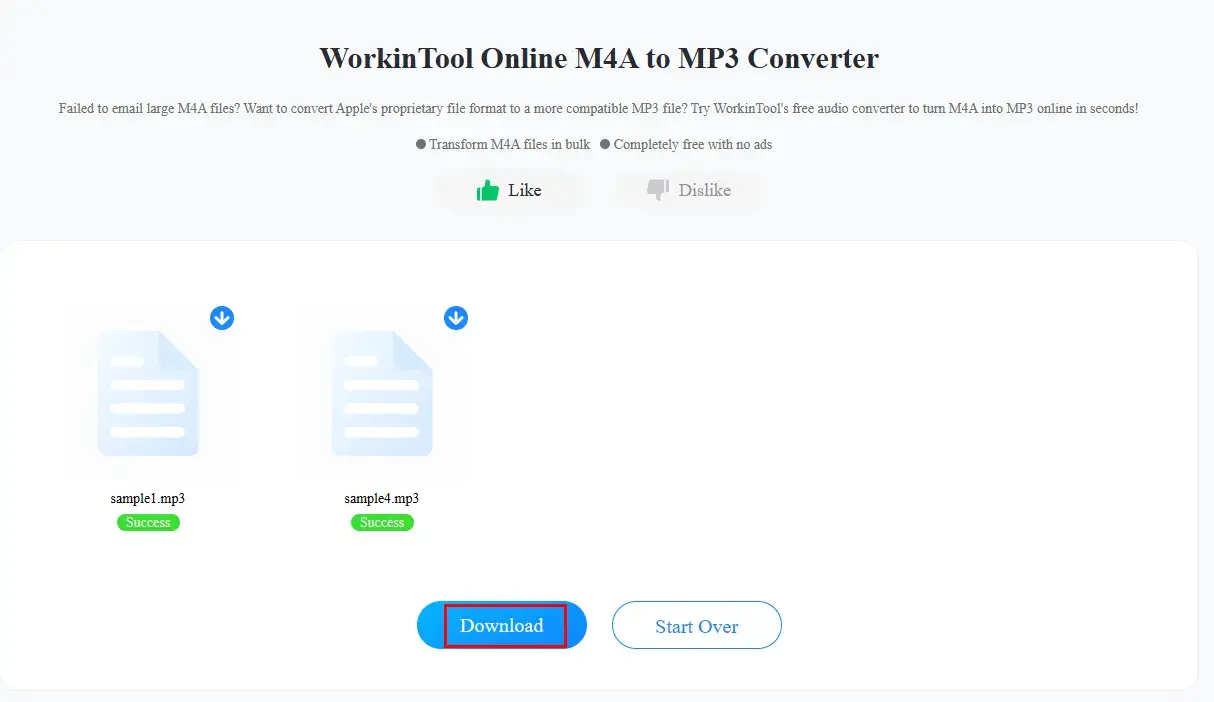 how to convert m4a to mp3 online using workintool online m4a to mp3 converter 3