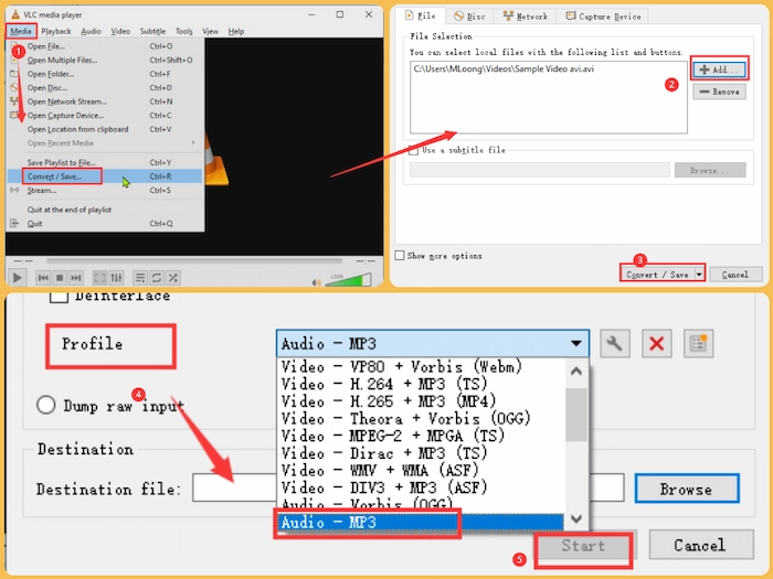 how to extract audio from mp4 in vlc