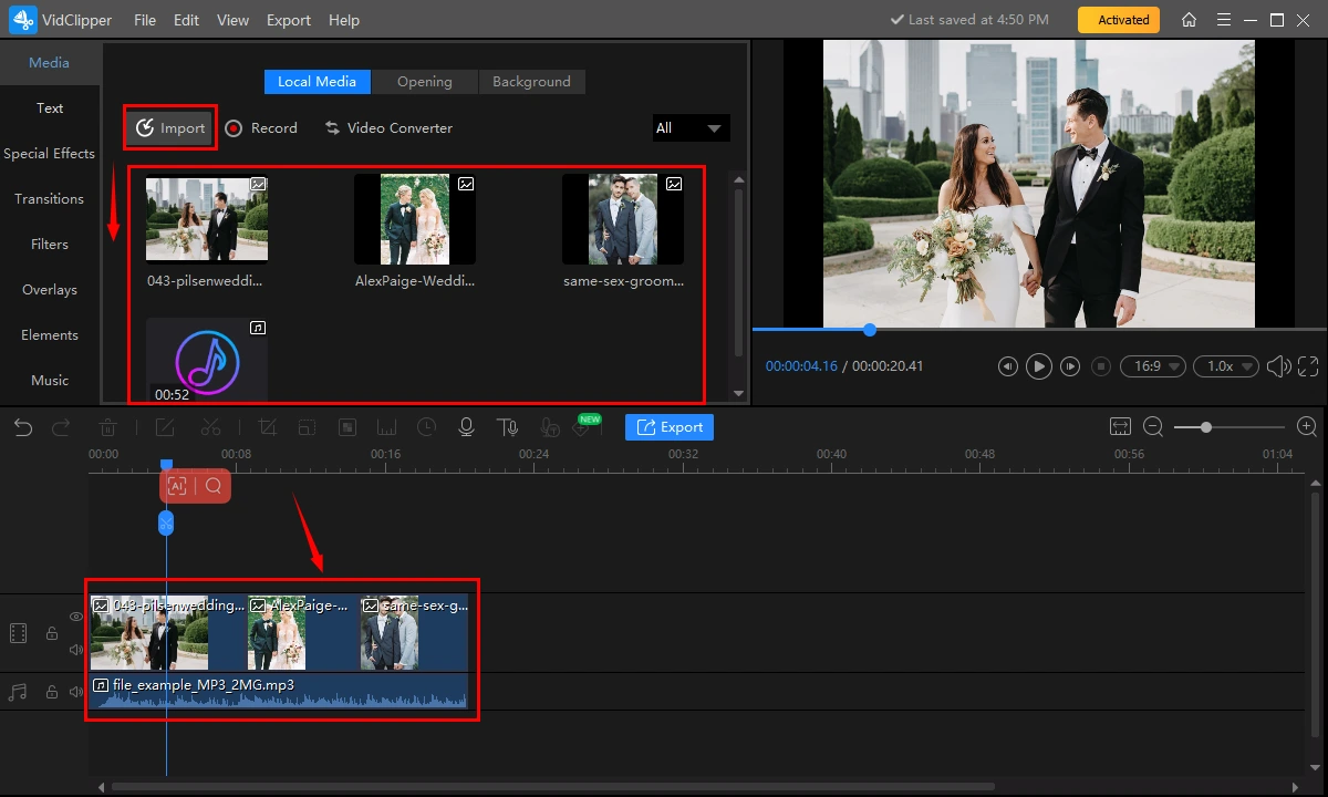 how to make a wedding video on windows using workintool vidclipper editing console 1