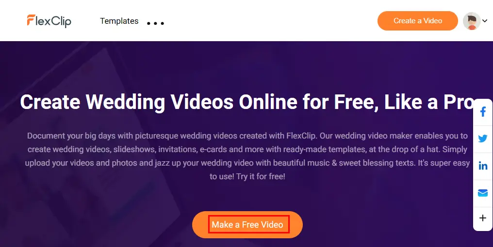 how to make a wedding video online using flexclip 1