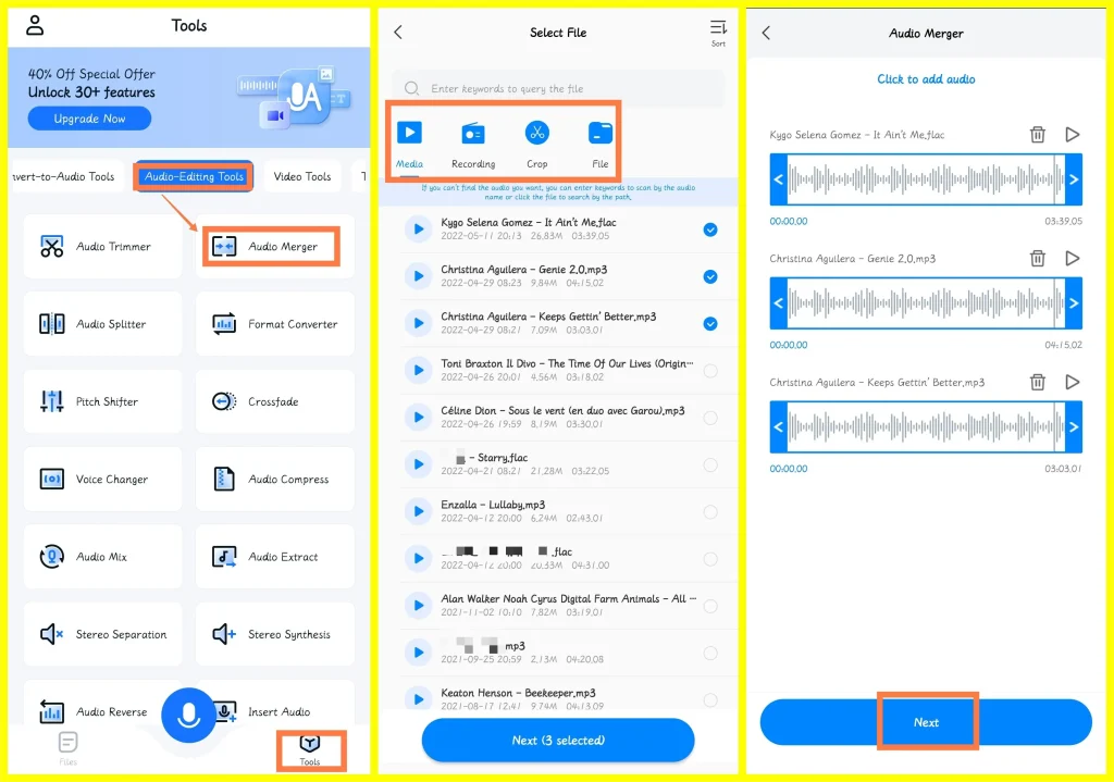 how to merge voice memos on android using workintool transvoice